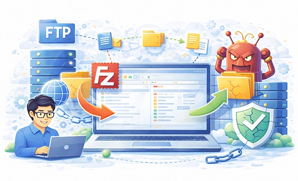 FileZilla FTP Client showing EAI_NONAME error