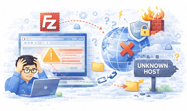 FileZilla showing ssh_init host does not exist error