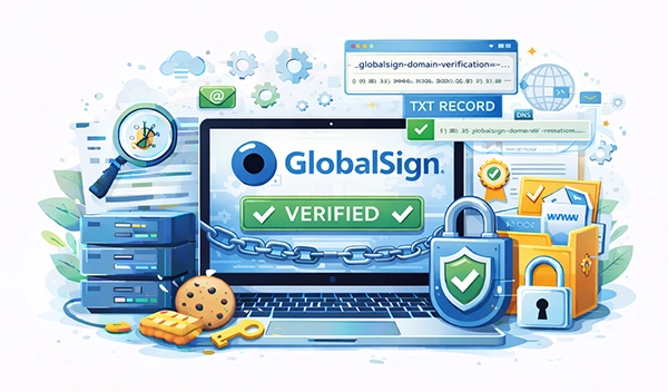 Detailed guide for adding GlobalSign TXT record with examples and diagrams