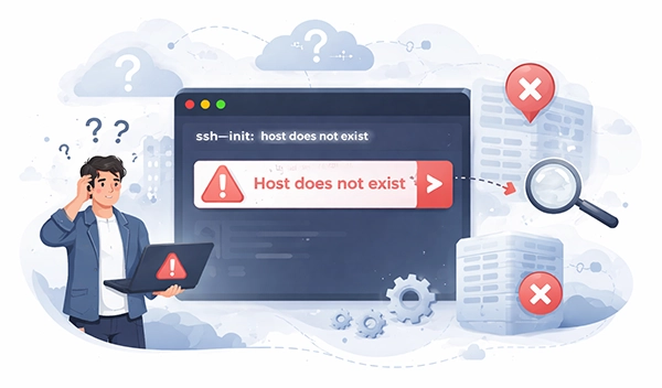 SSH terminal showing host does not exist error