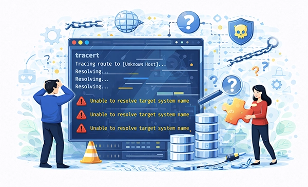 Unable to Resolve Target System Name in Tracert